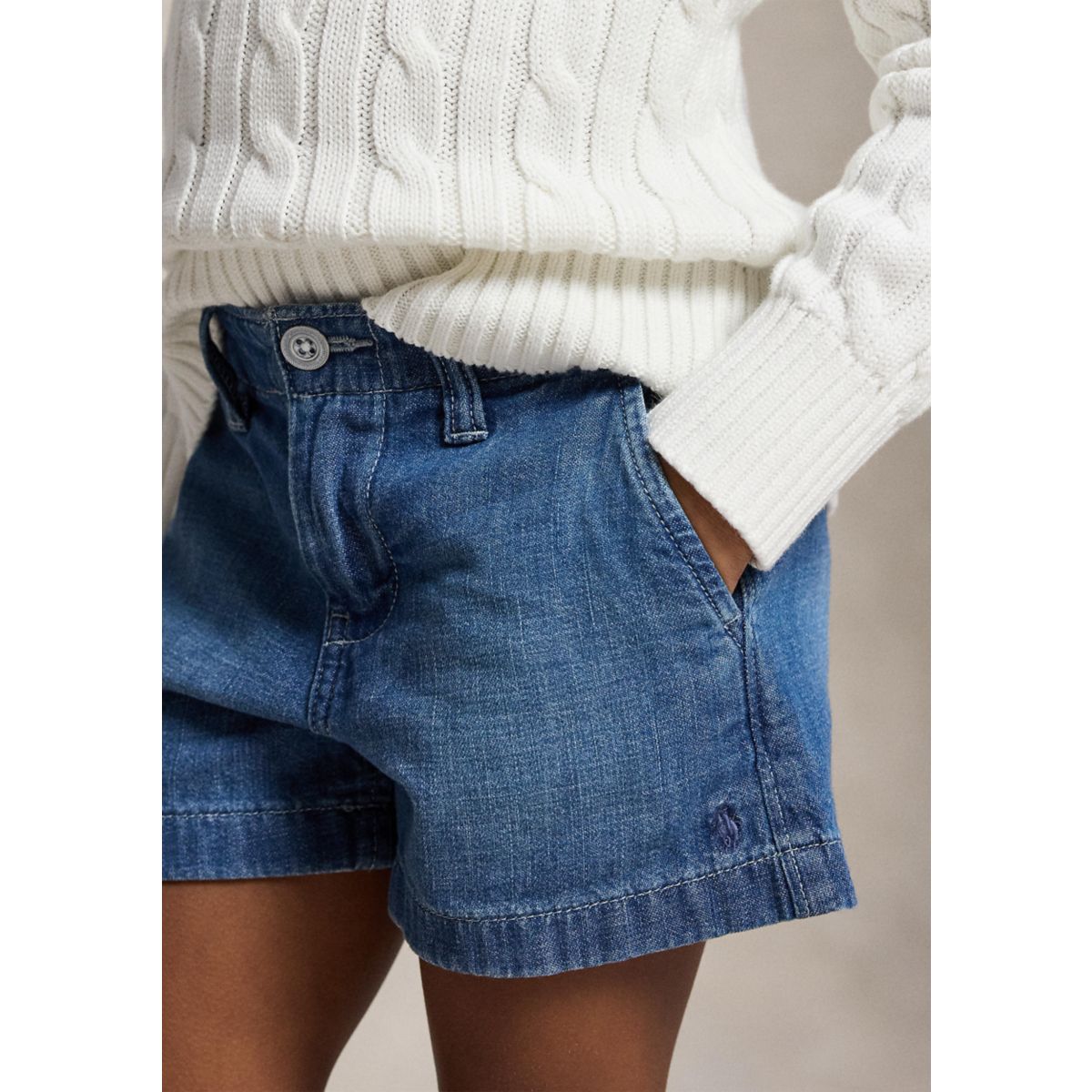 Girls 4-6x Indigo Cotton Denim Shorts - 2