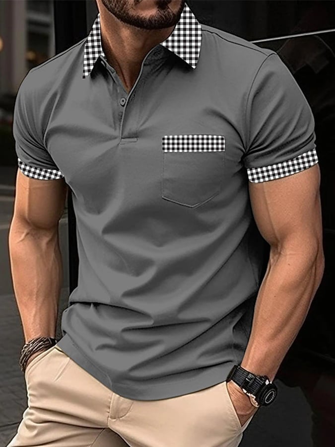 Casual Color Contrast Polo para hombre