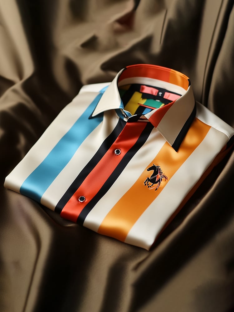 Camisa satén Luxe de manga larga con botones para hombre