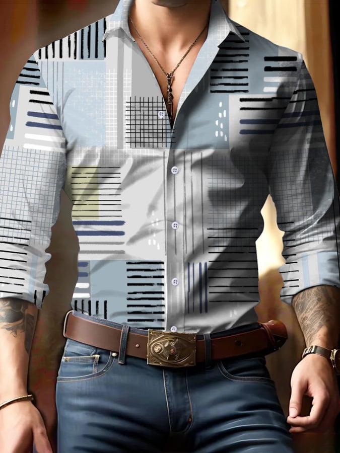 Ejecutivo Style geométrico Princamiseta para hombre