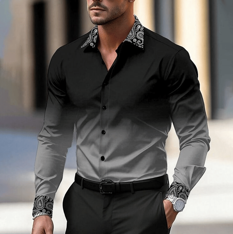 Camisa geométrico Design ejecutivo casual para hombre