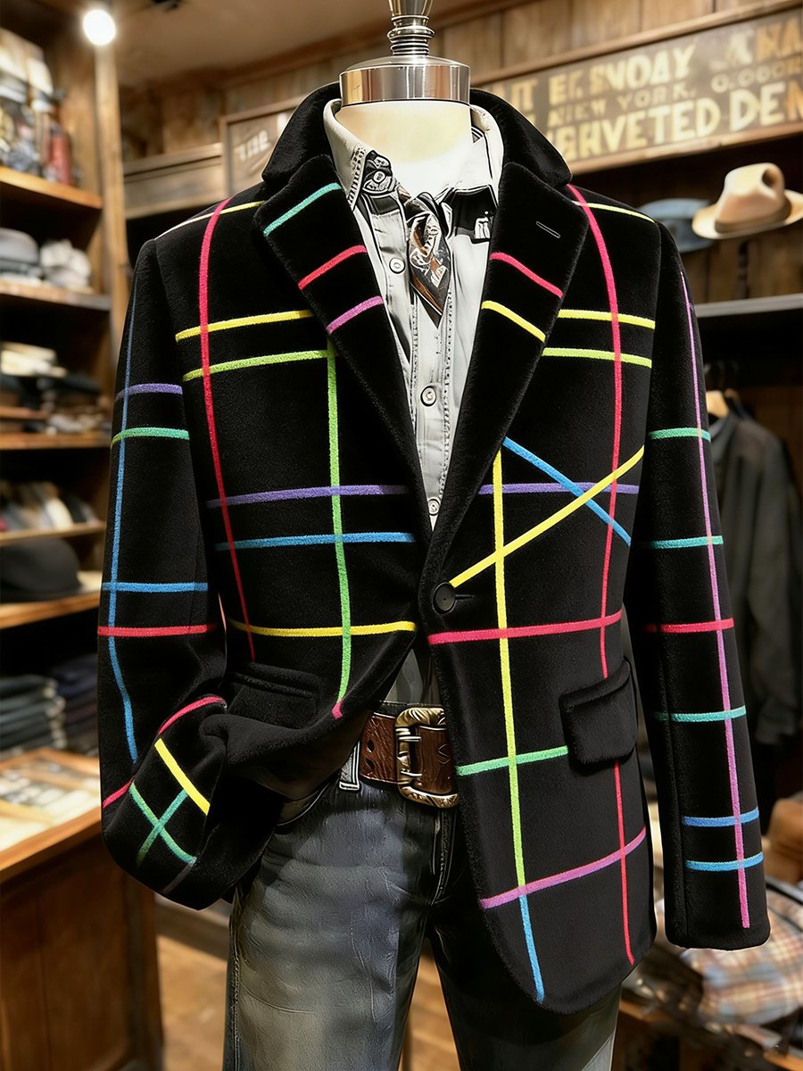 Chaqueta Artistic Line estampado Flannel solapa casual para hombre