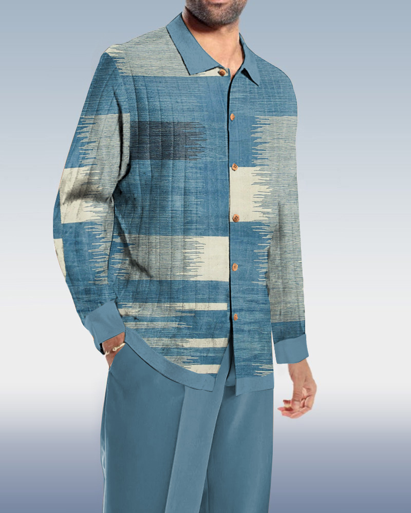 Casual en bloques de color Walking Suit de manga larga Set para hombre