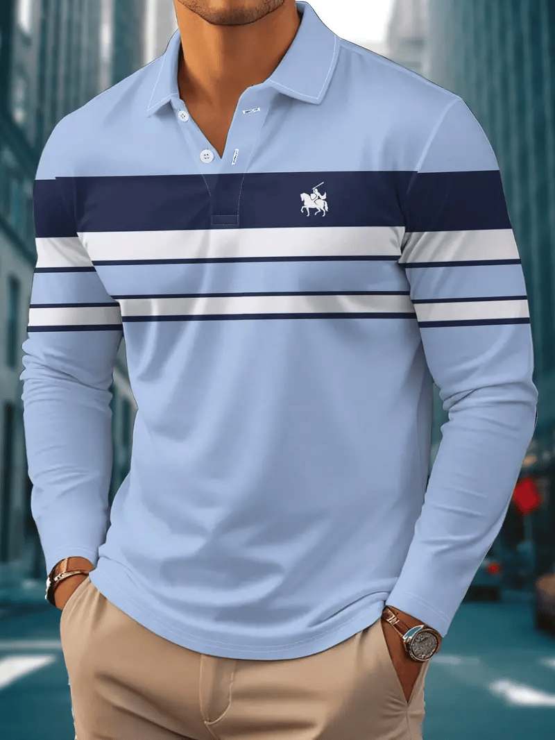 Camisa polo ejecutivo Light de lujo a rayas estampado solapa para hombre