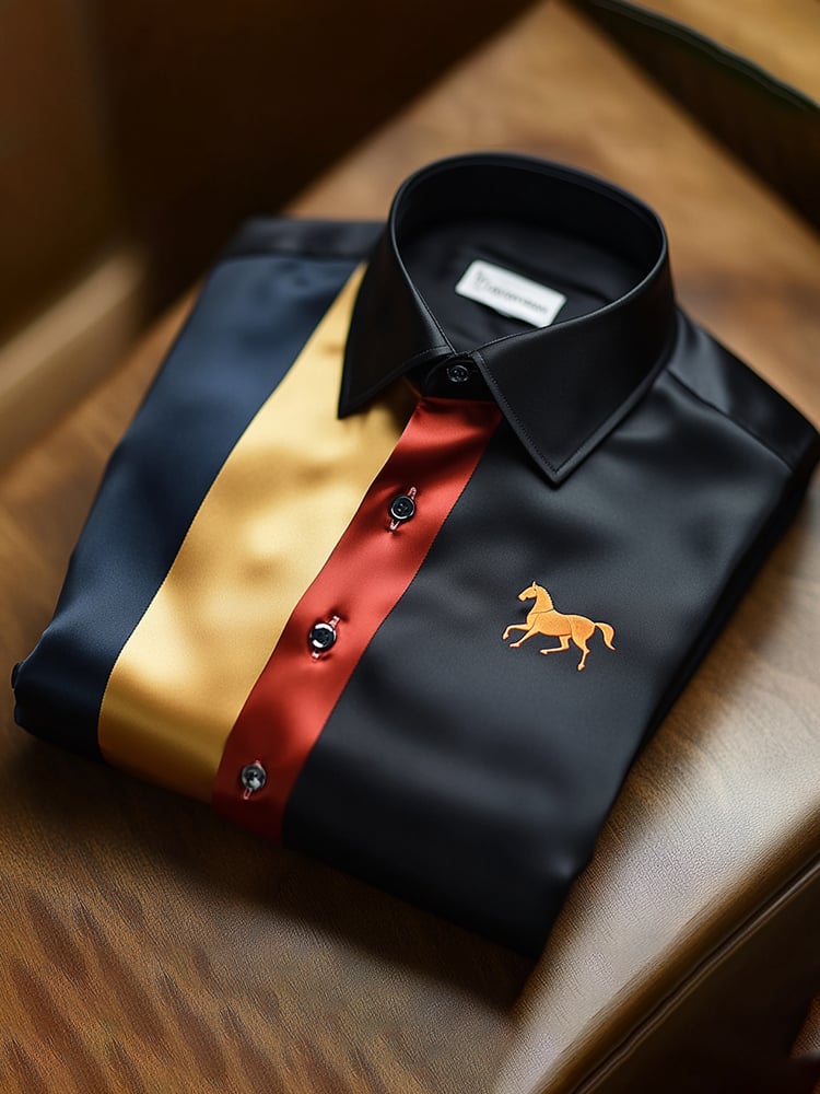 Camisa satén Luxe de manga larga con botones para hombre
