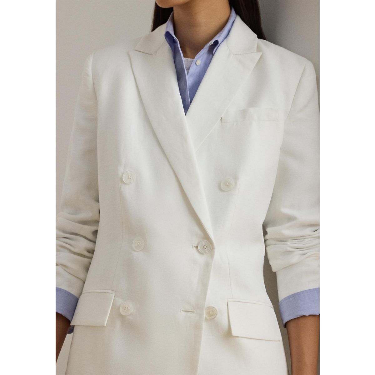 Double-Breasted Linen-Blend Twill Blazer - 3