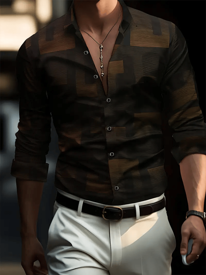 Camisa geométrico Design ejecutivo casual para hombre