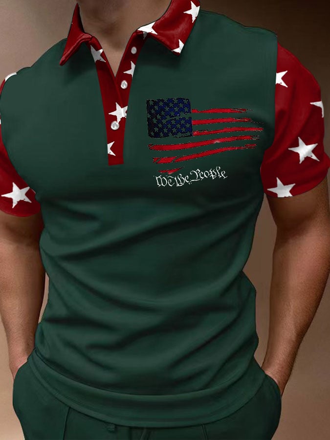 Camisa polo Flag estampado para hombre