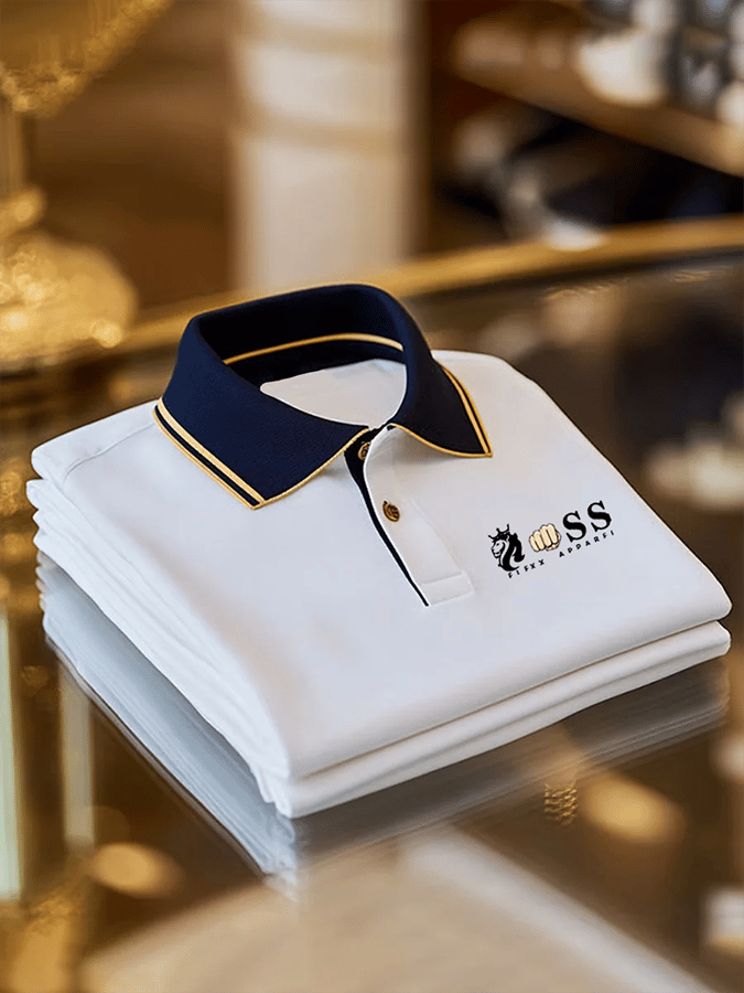 Camisa polo retro Letter Design estampado casual para hombre