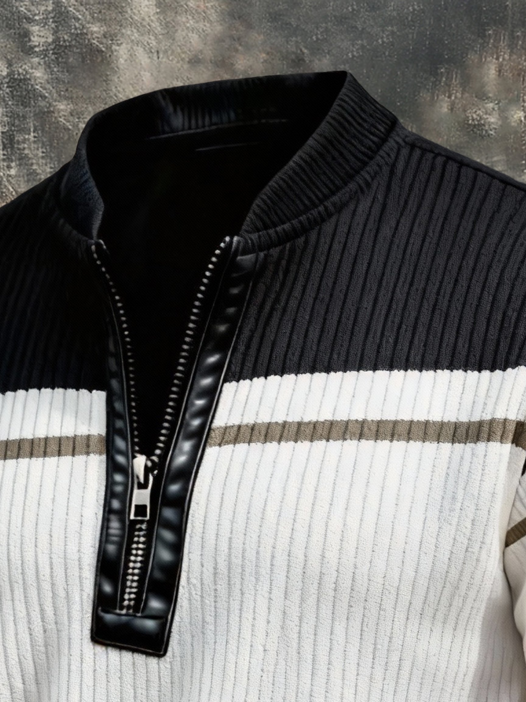 Sudadera vintage Color-Block estampado con cierre con gorrasucha para hombre