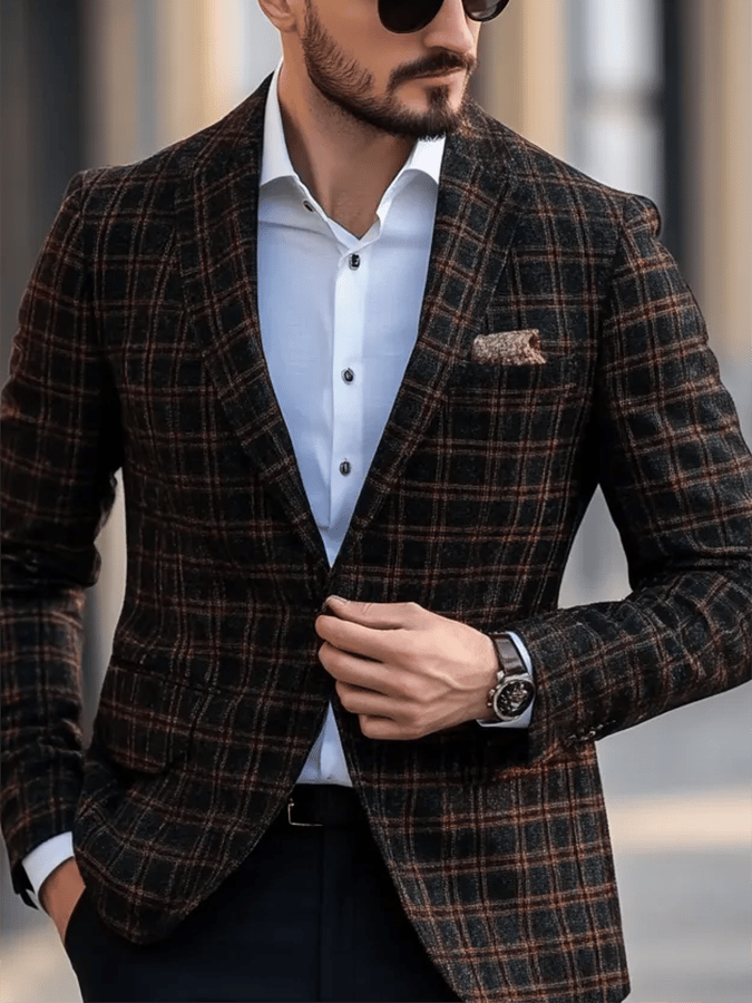 Saco ejecutivo de moda a cuadros Single Breasted para hombre