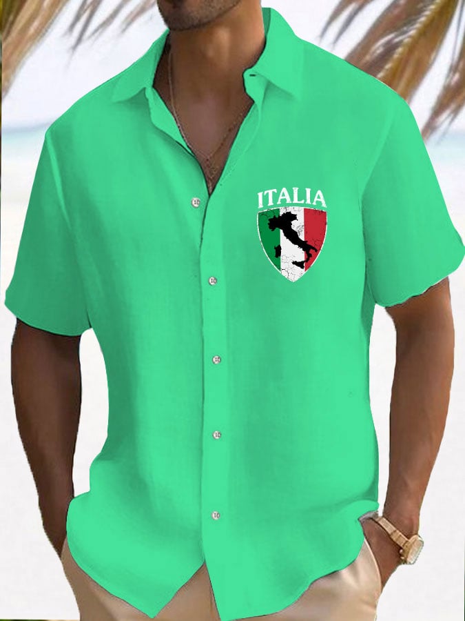 "Italy" estampado resorcamiseta para hombre