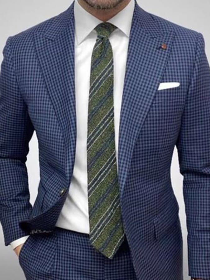 Saco para trabajo a cuadros One Button Peaked cuello para hombre