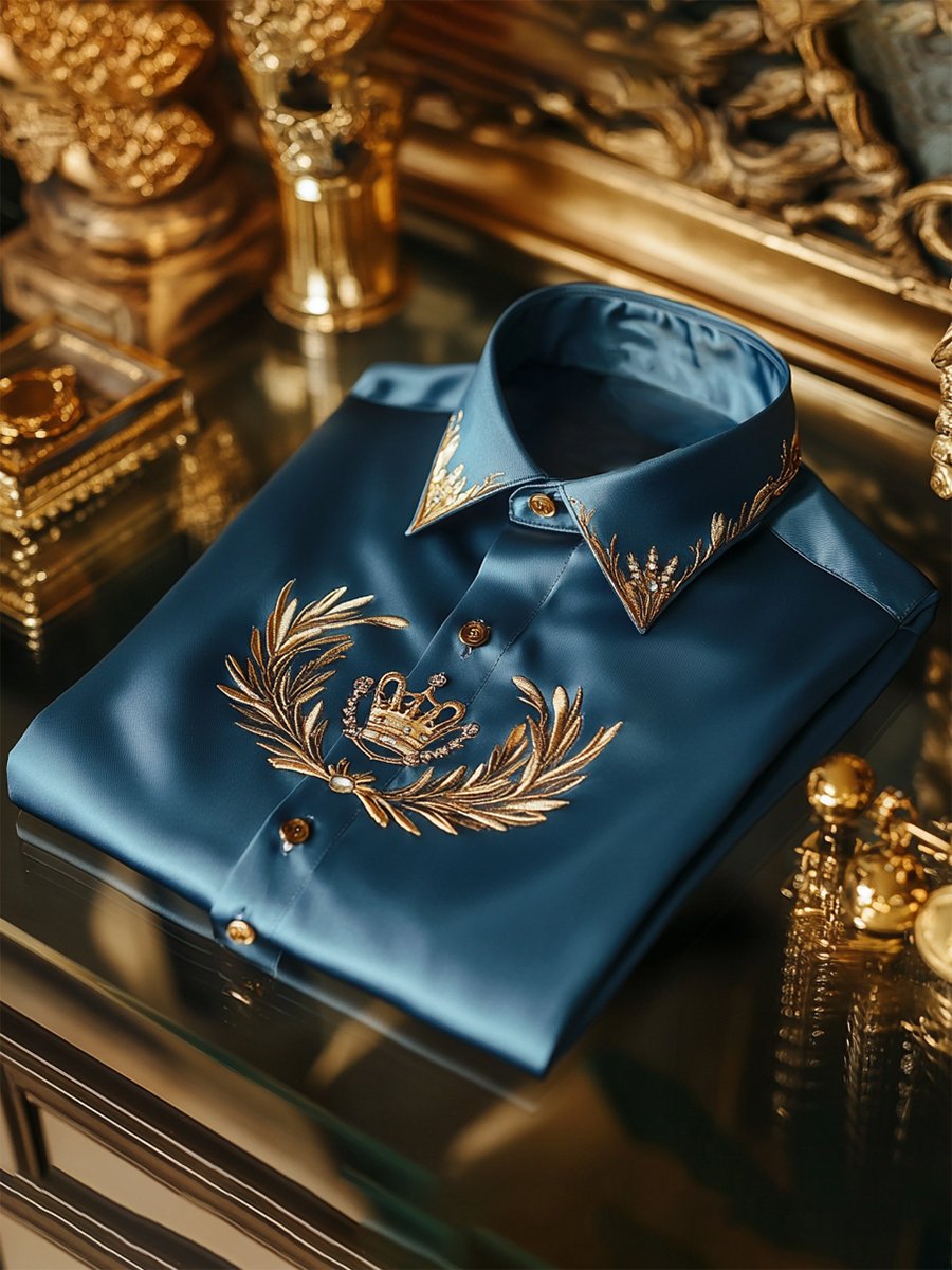 Camisa satén Luxe de manga larga con botones para hombre
