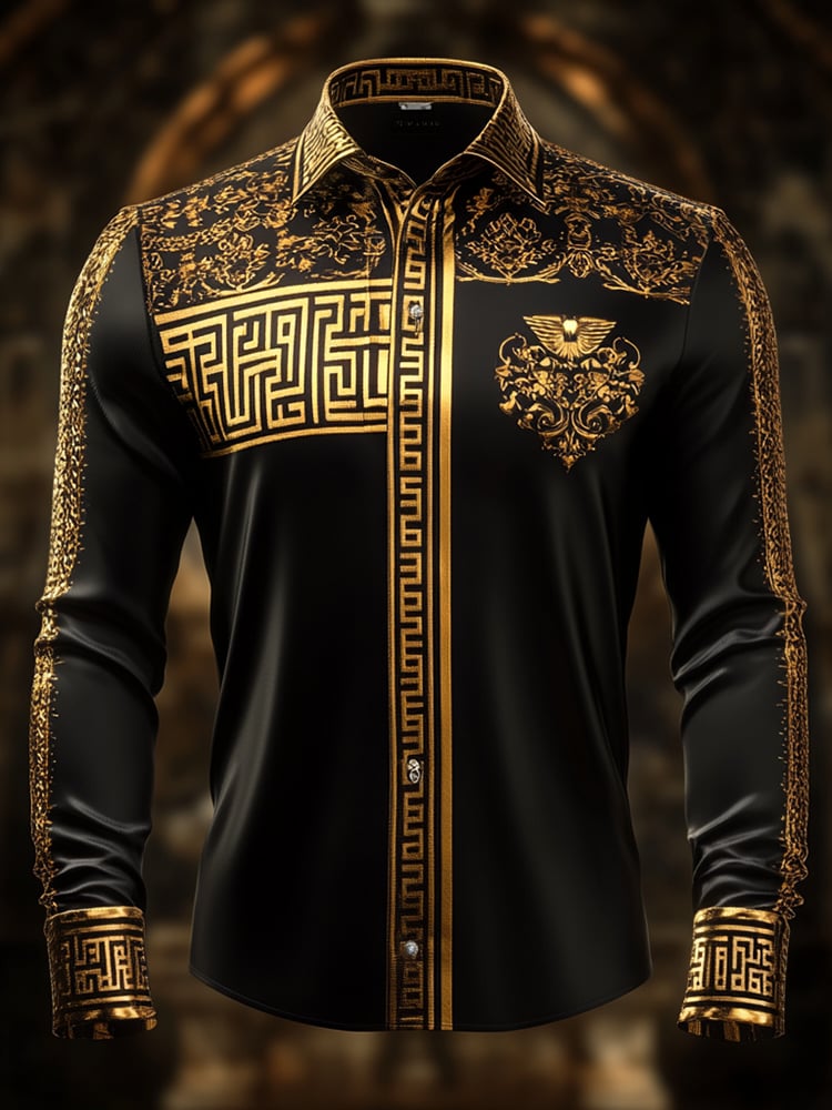 Camisa satén Luxe de manga larga con botones para hombre
