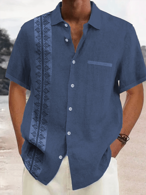 Camisa retro Hawaiian Vacation de manga corta para hombre