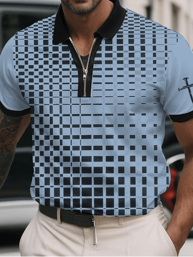 Camisa polo Faith estampado casual con cierre para hombre