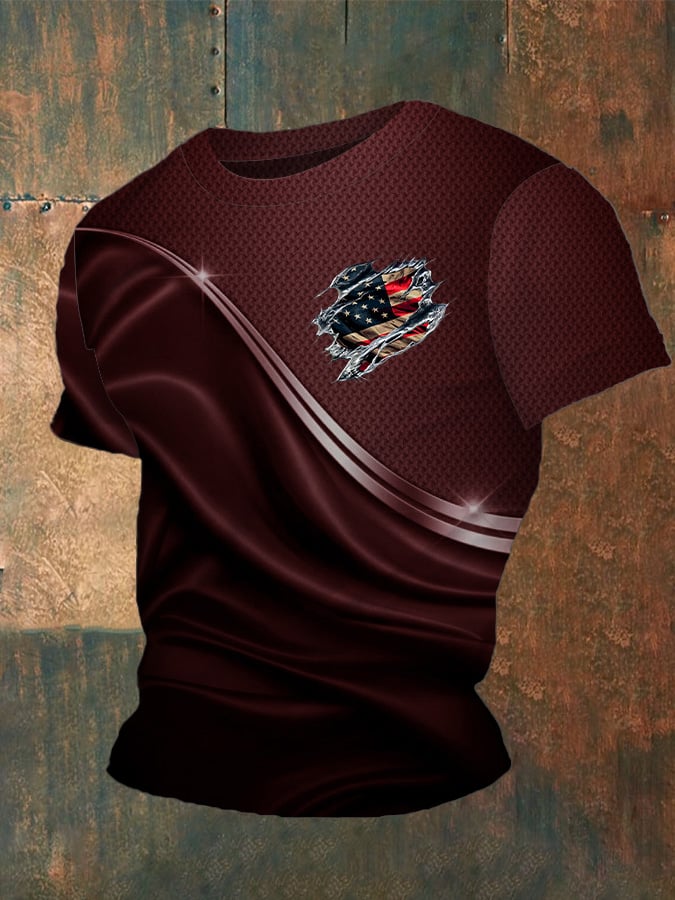 Camiseta Independence Day Flag estampado cuello redondo para hombre