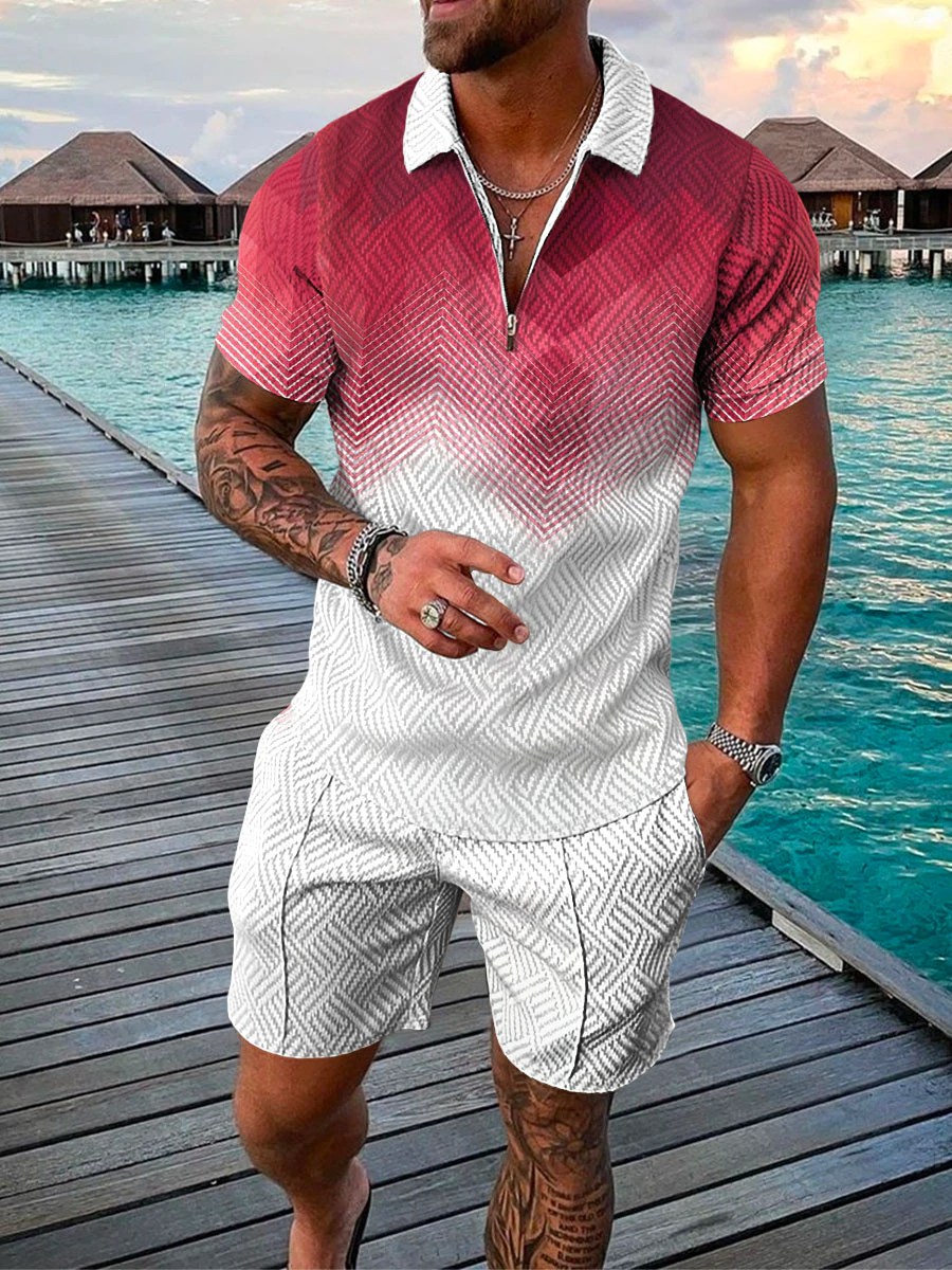 Camisa polo casual Contrast Two Piece para hombre