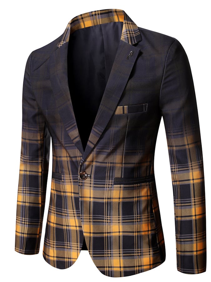 Chaqueta Checkered Contrasting Color Gentleman ejecutivo casual de corte entalladoting Suit