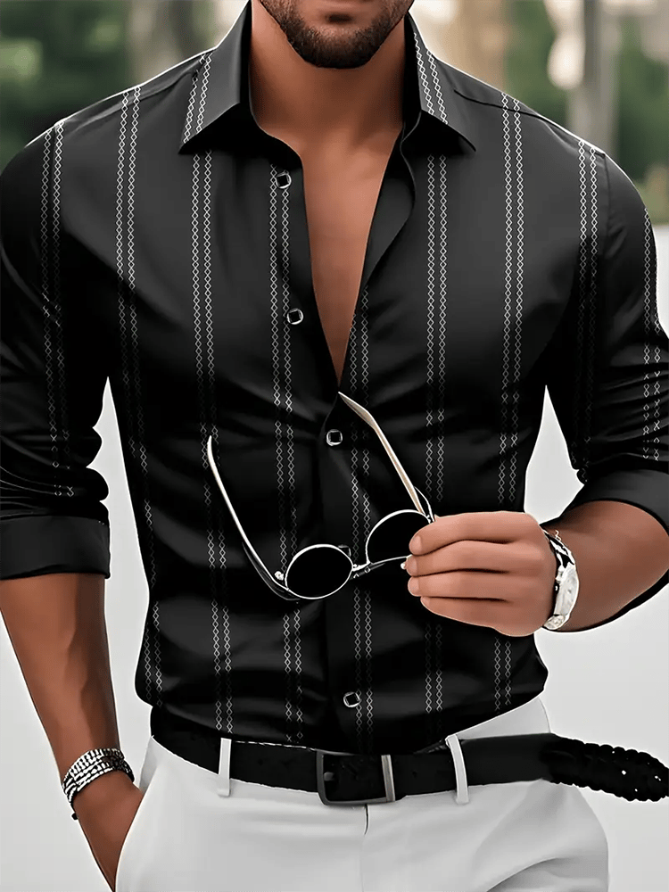 Camisa Street Style ejecutivo casual estampado de manga larga para hombre