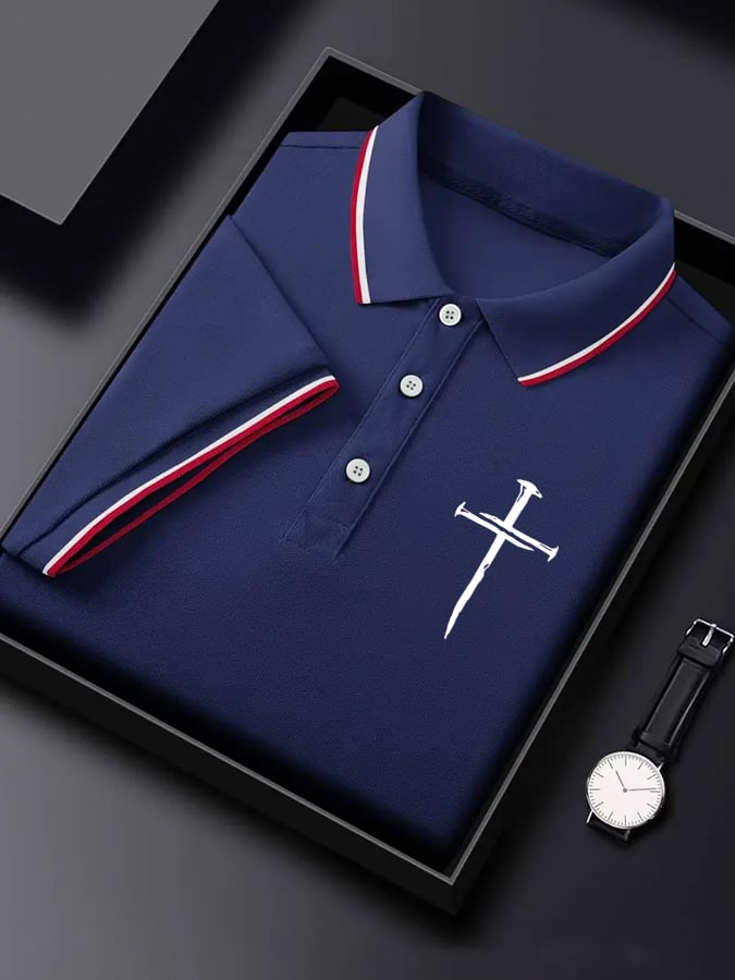 Camisa polo clásico Cross estampado para hombre