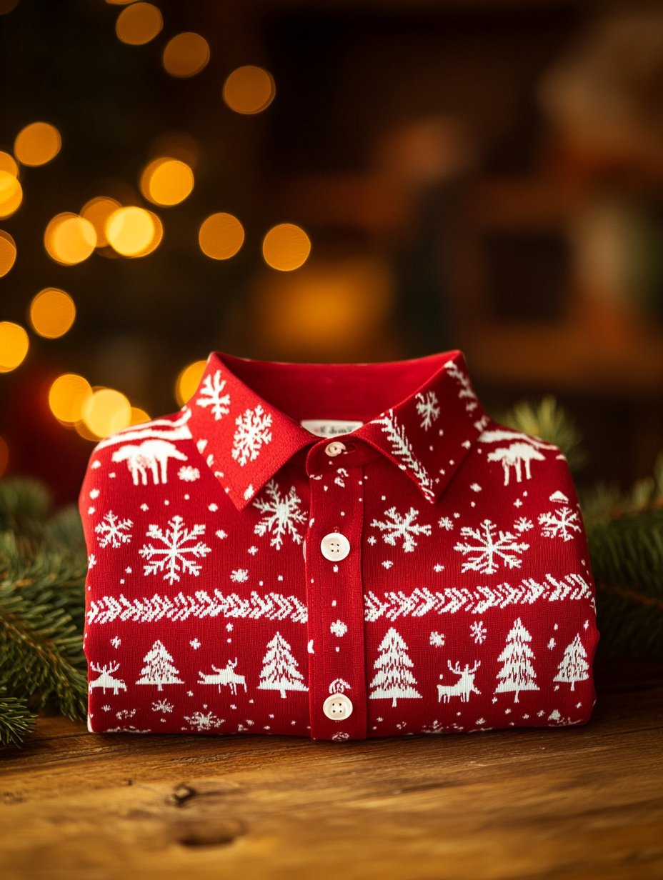 Camisa Christmas ejecutivo de lujo de manga larga para hombre