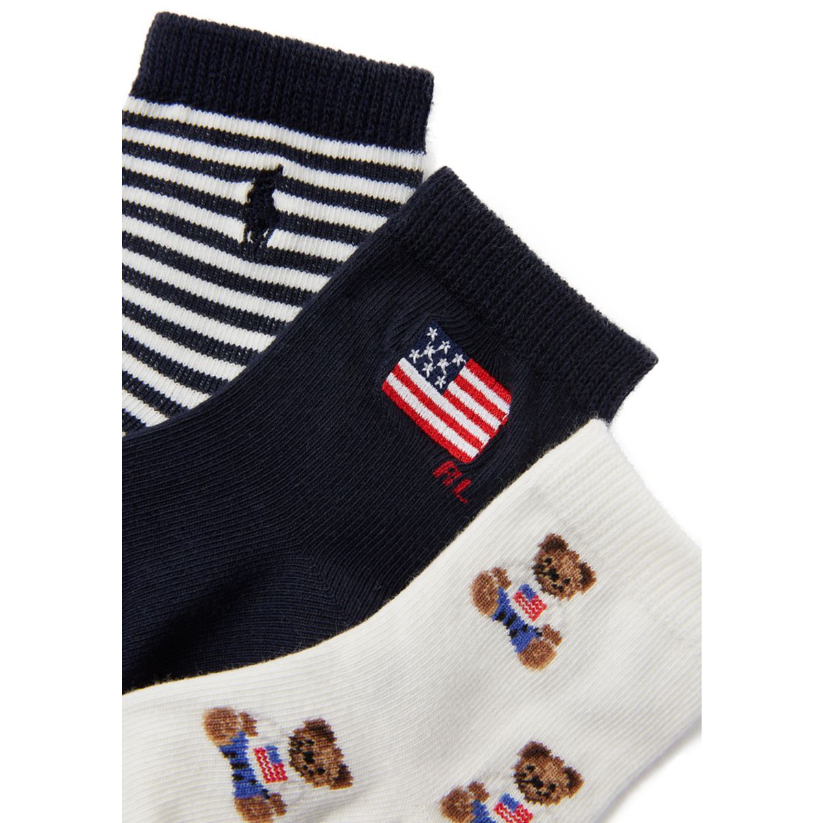 Baby Boys Americana Bear 3 Pack Socks - 2
