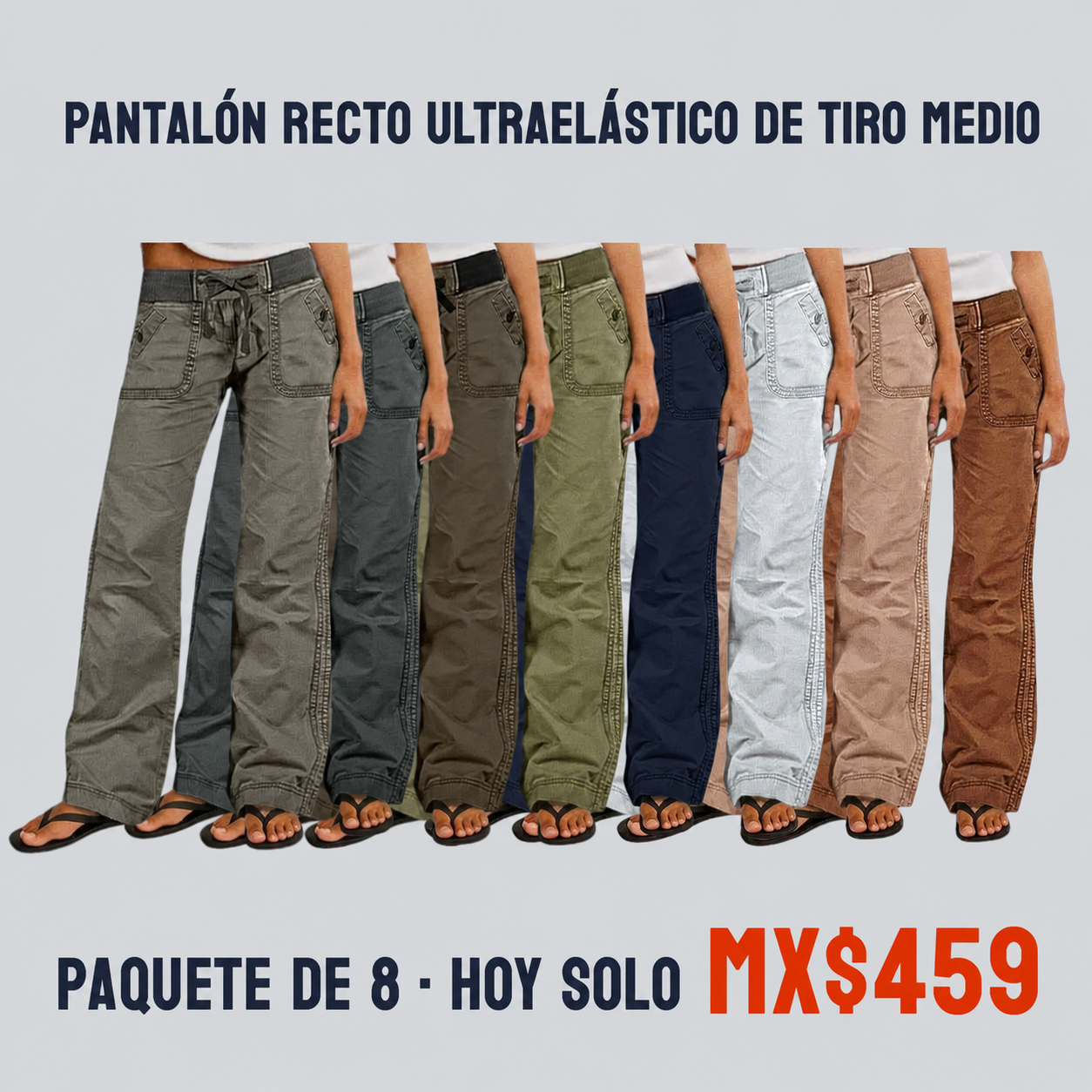 Pantalón recto ultraelástico de tiro medio para mujer · vista 1