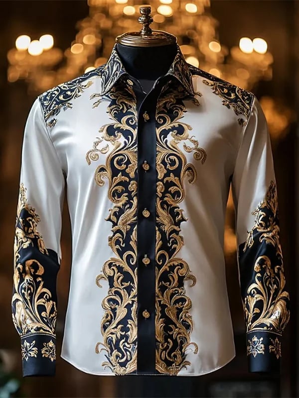 Camisa rayas estampado ejecutivo de manga larga para hombre