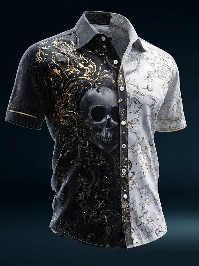 Camisa casual retro Dark satén para hombre