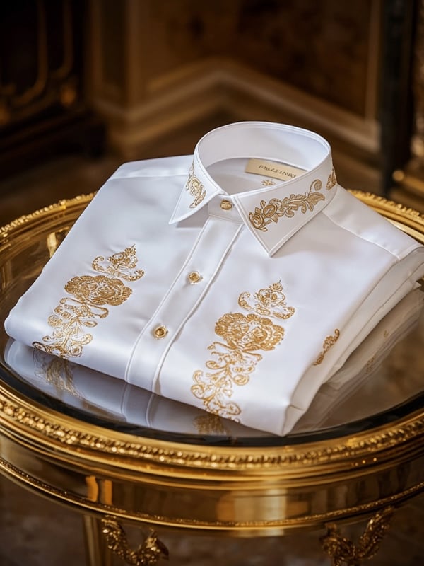 Camisa seda de lujo ejecutivo de manga larga para hombre