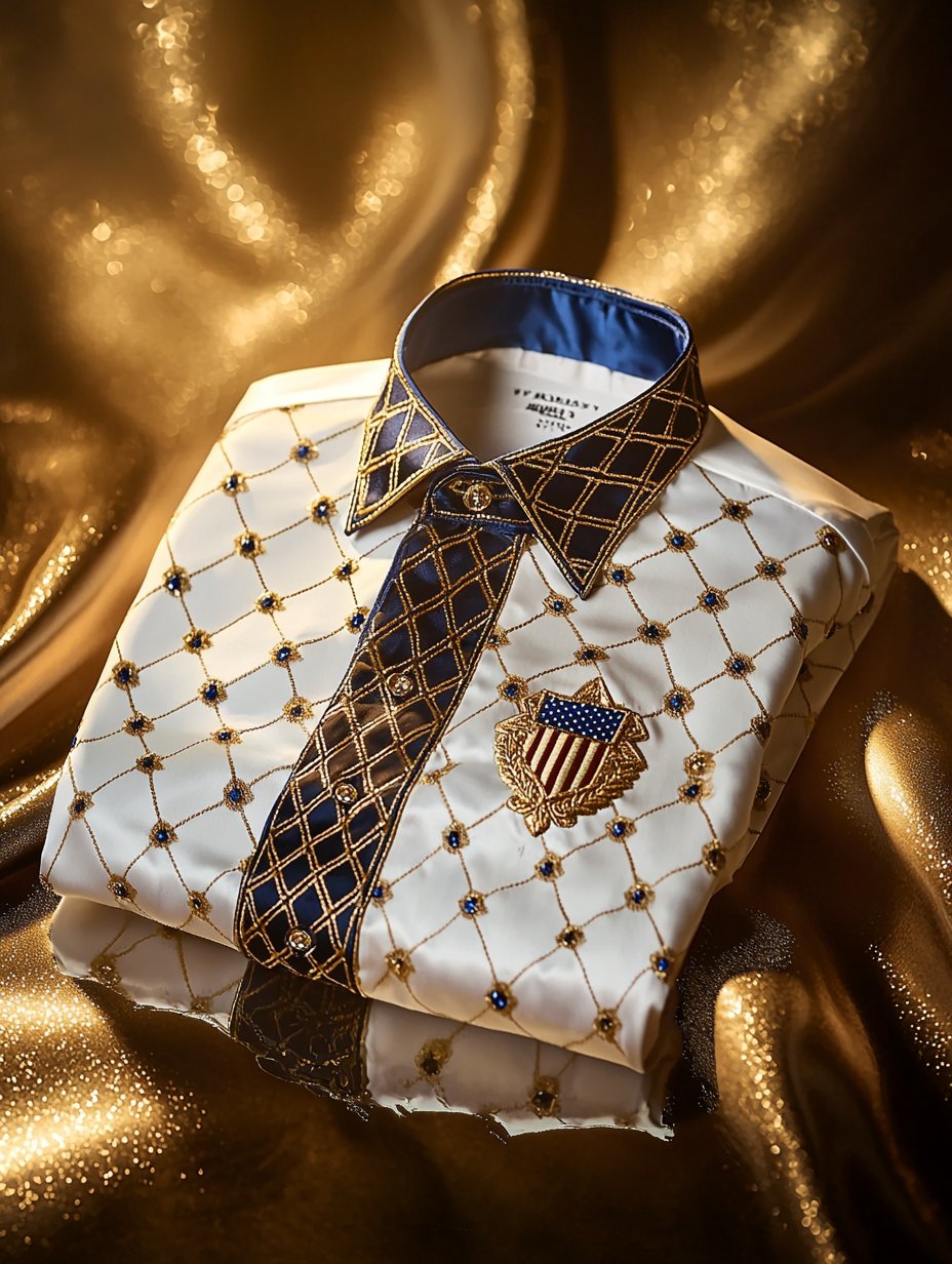 Camisa Mens ejecutivo elegante Independence Day American Flag de manga corta Button