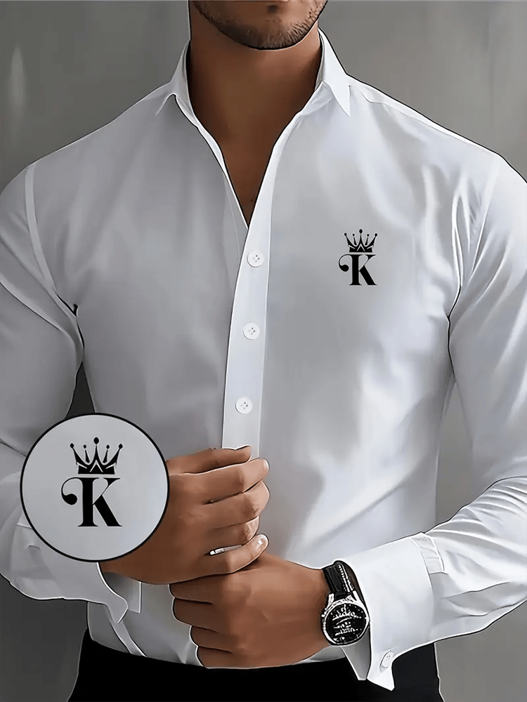 Camisa Street Style ejecutivo casual estampado de manga larga para hombre