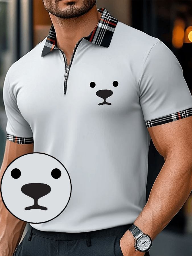 Camisa polo retro Expression Design estampado casual Comfortable And transpirable para hombre