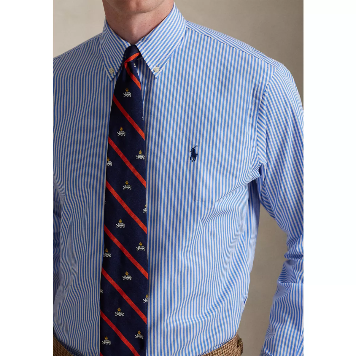 Classic Fit Striped Stretch Poplin Shirt - 3