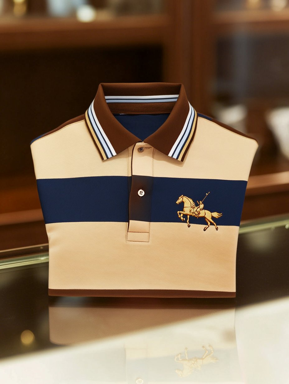Camisa polo ejecutivo casual Horseback Rider con botones de manga corta para hombre