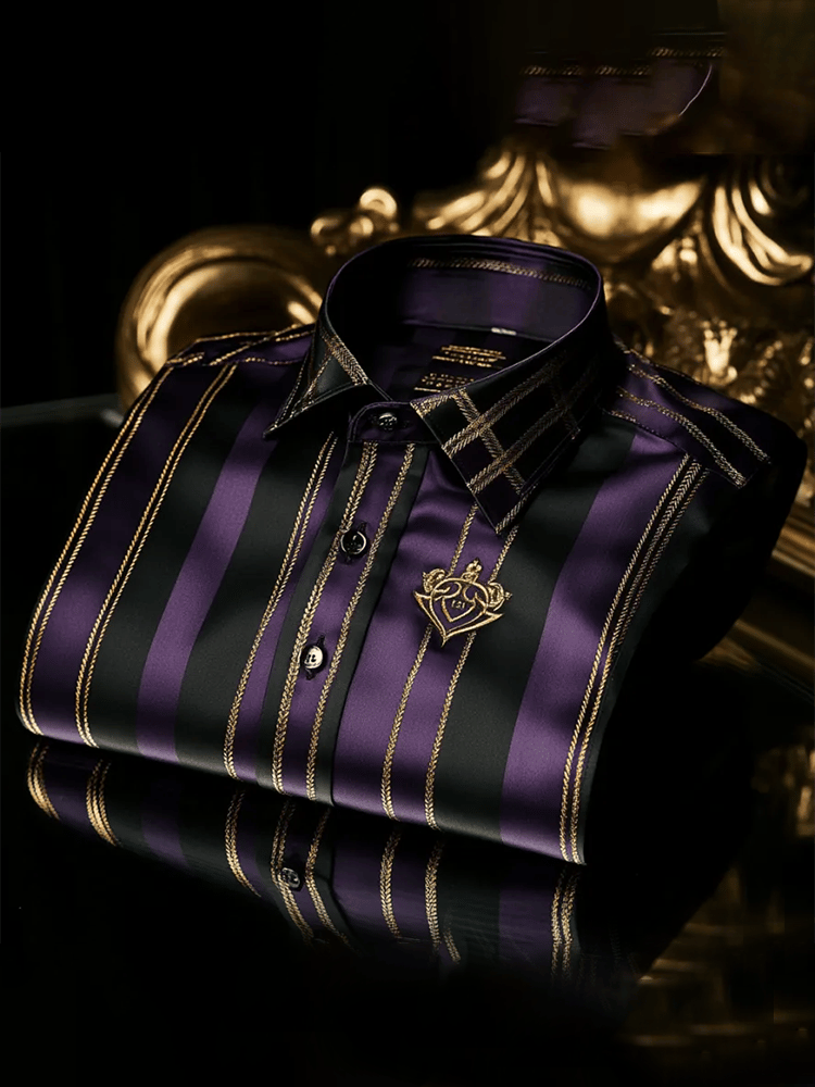 Camisa satén Luxe estampado de manga corta Button para hombre