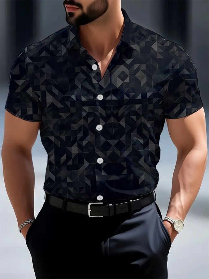 Camisa casual ejecutivo geométrico para hombre
