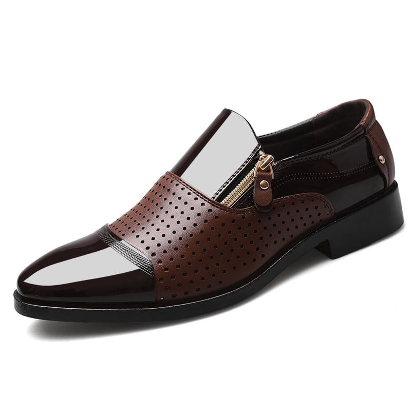 Sandalias ejecutivo cuero zapatos Slip-On Hollow Out Single zapatos para hombre