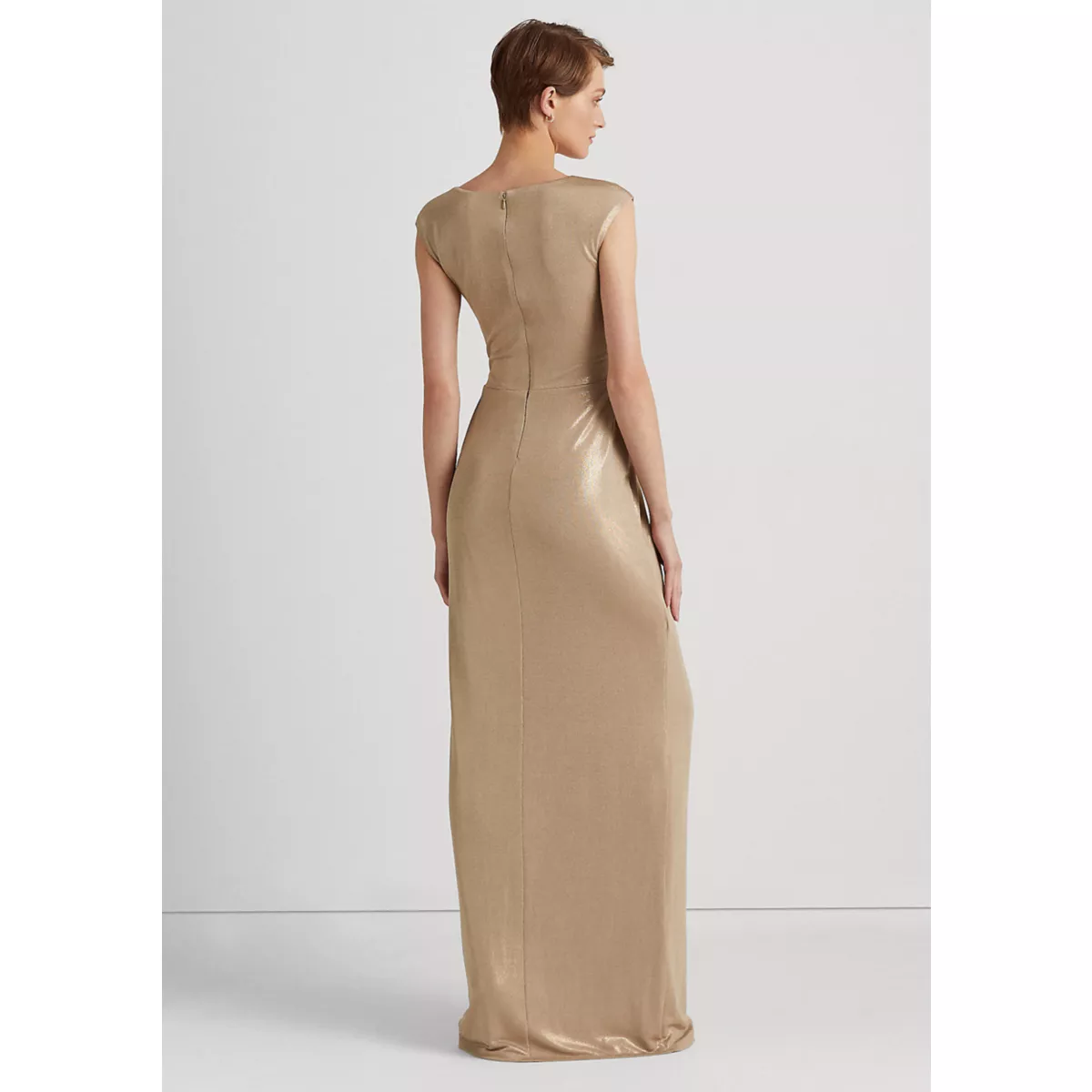 Foil-Print Jersey Surplice Gown - 2