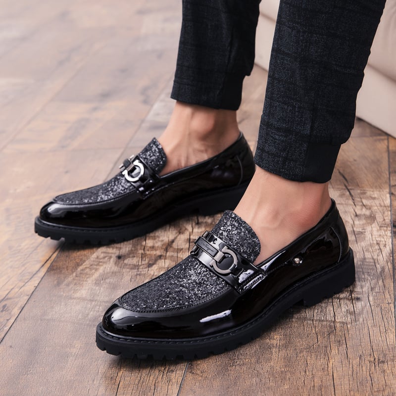 Zapatos British de moda Matching Sequin ejecutivo Dress cuero