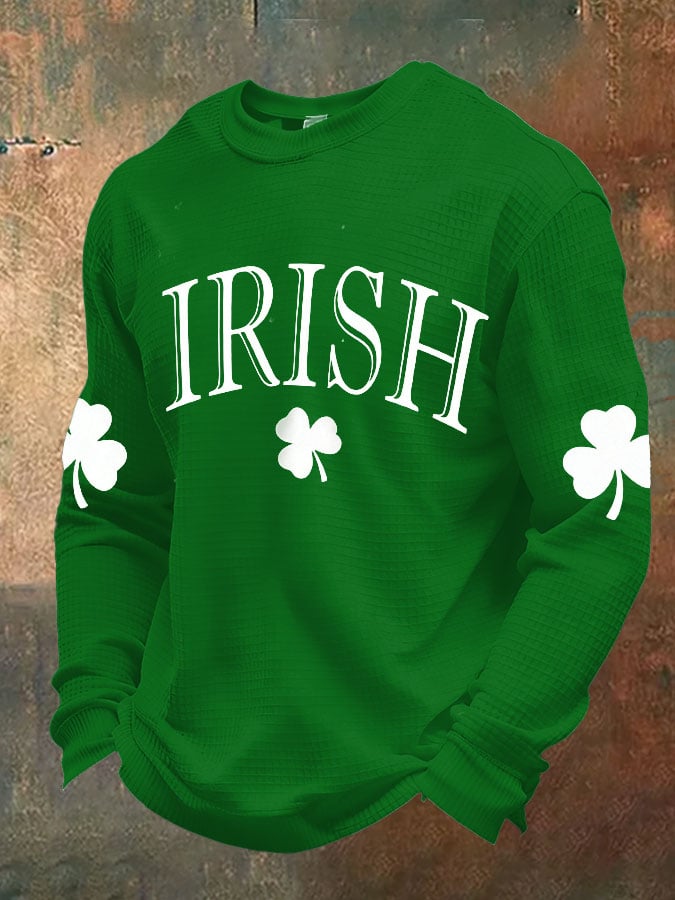 Camiseta St. Patrick's Day tejido tipo waffle Faith de manga larga para hombre