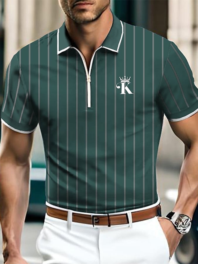 De moda Contrast Color cierre Polo