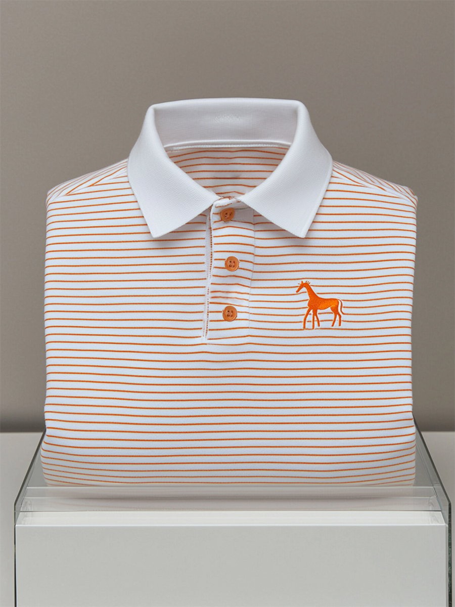 Camisa polo ejecutivo casual a rayas Button de manga corta para hombre