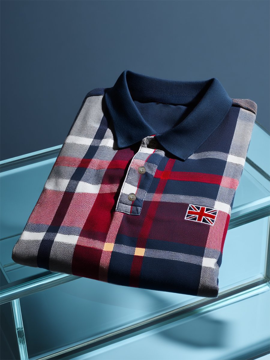Camisa polo ejecutivo casual Union Jack Button de manga corta para hombre