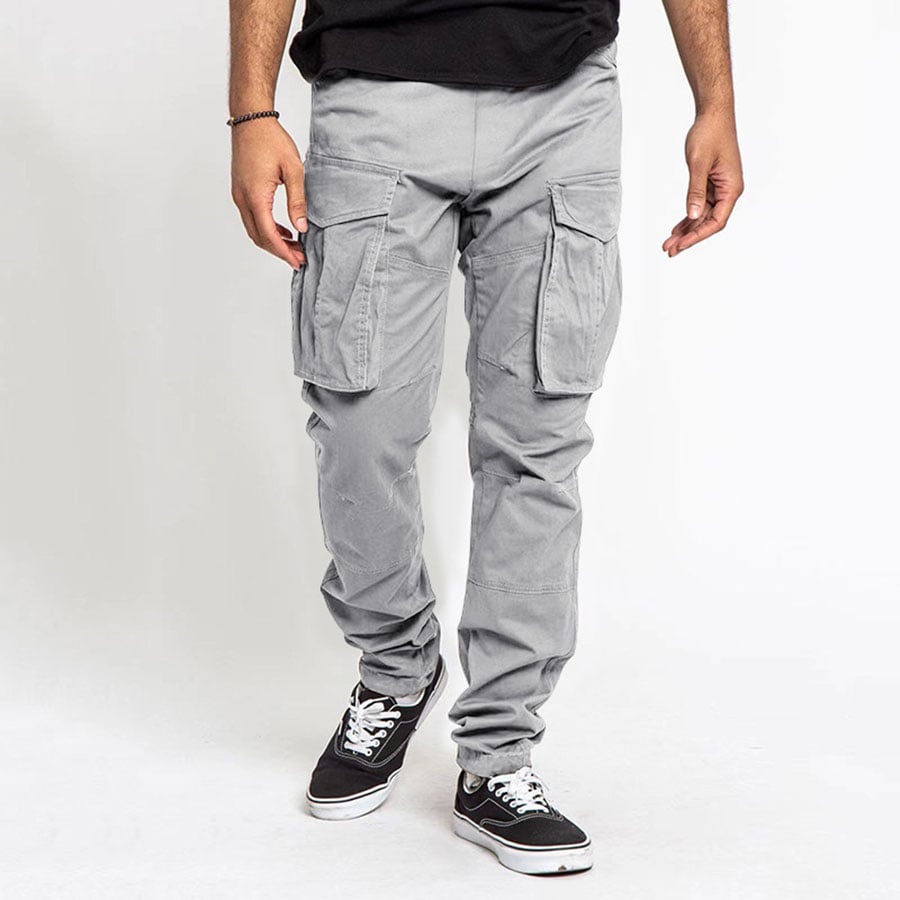 Pantalón de color sólido Multi bolsillo casual Cargo para hombre