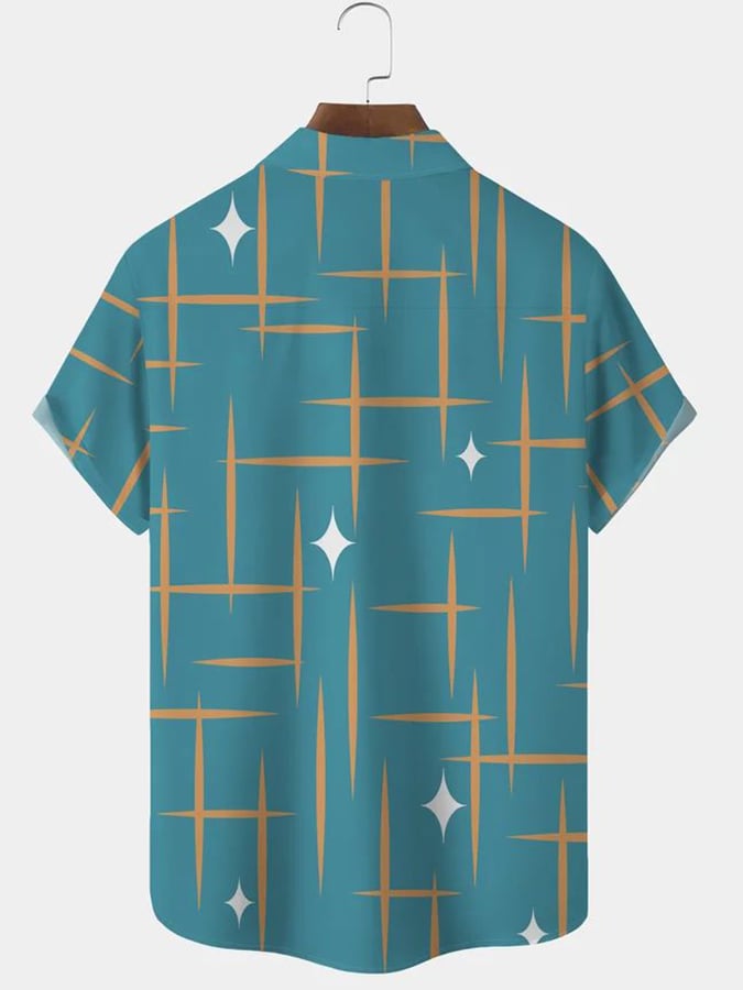 para hombre estampado Lapel camisa