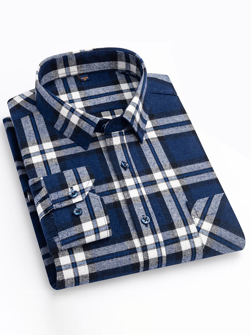 Camisa retro a cuadros de algodón para hombre