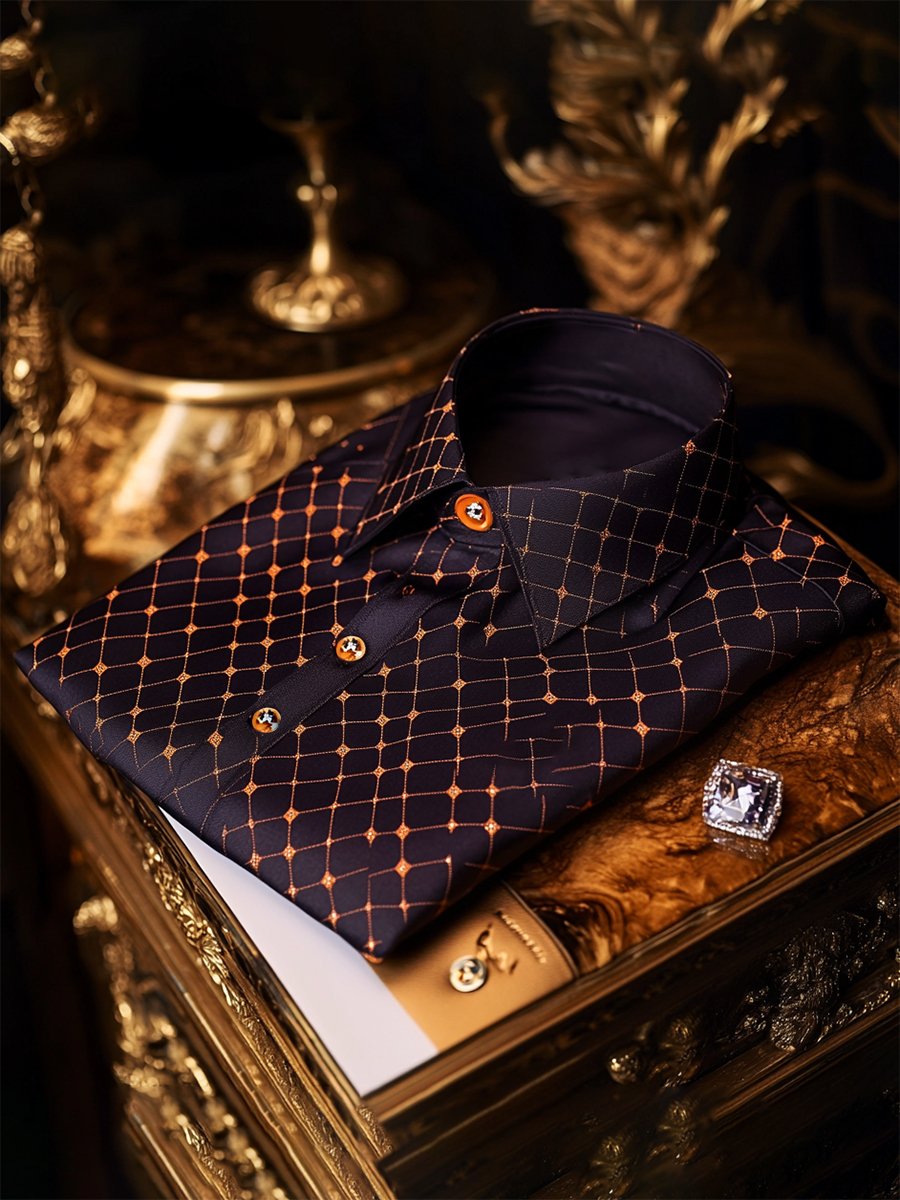 Camisa satén Luxe de manga larga con botones para hombre